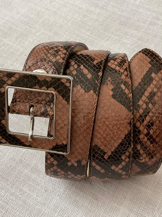 NEW Longchamp Snakeskin Leather Brown/Tan Adjustable Belt Size M/L Made-inFrance main image 12